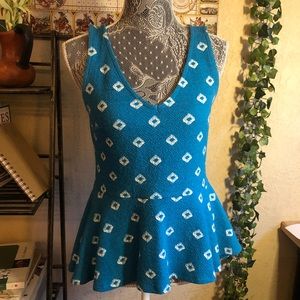 Anthropologie Peplum Sleeveless Blue Top